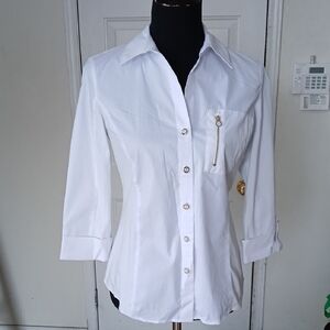 Anne Klein White Shirt with Logo Tag
